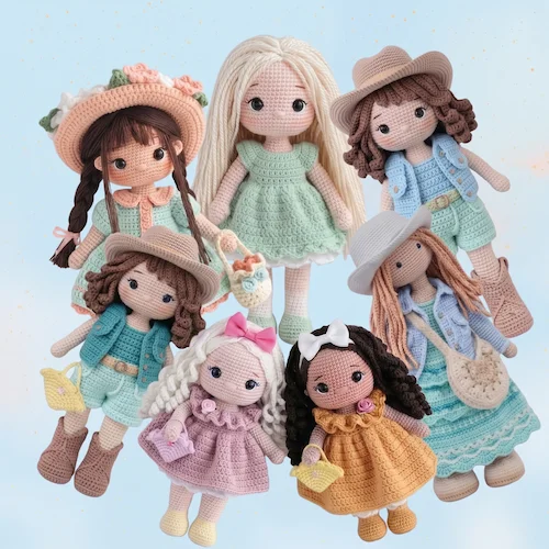 Colección de muñecas amigurumi que puedes tejer con los patrones del taller